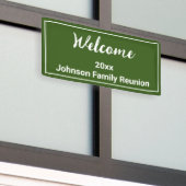 Welkom Groene en Witte Naam Familiereünie Spandoek (Buitenkant Gebouw)