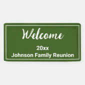 Welkom Groene en Witte Naam Familiereünie Spandoek (Horizontaal)