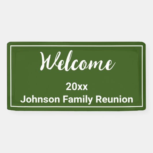 Welkom Groene en Witte Naam Familiereünie Spandoek (Horizontaal)