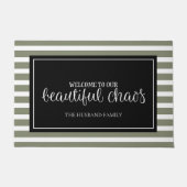 Welkom Groene en Witte Persoonlijke Familienaam Deurmat (Voorkant)