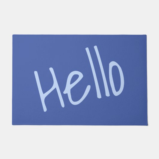 Welkom Hallo minimalistisch blauw Deurmat (Voorkant)