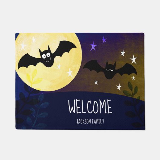 Welkom Halloween Bats Custom Doormat Deurmat (Voorkant)