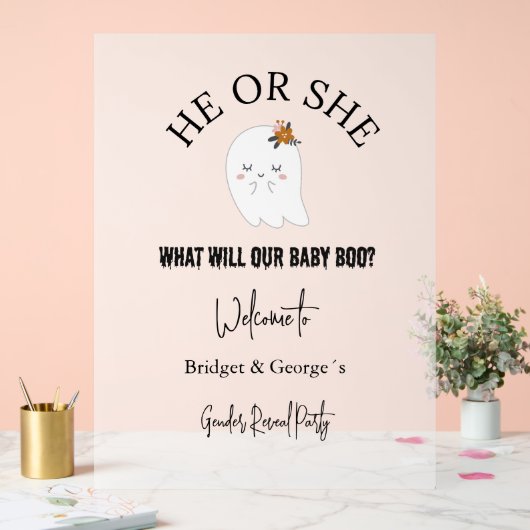 welkom Halloween & gender onthullen feest frosted Acryl Bord (Huwelijk)