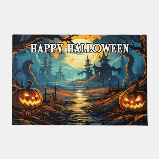 Welkom | Halloween Griezelige Pompoenen Deurmat (Voorkant)