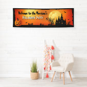 Welkom Halloween Party Spooky Haunted House Spandoek (Insitu)