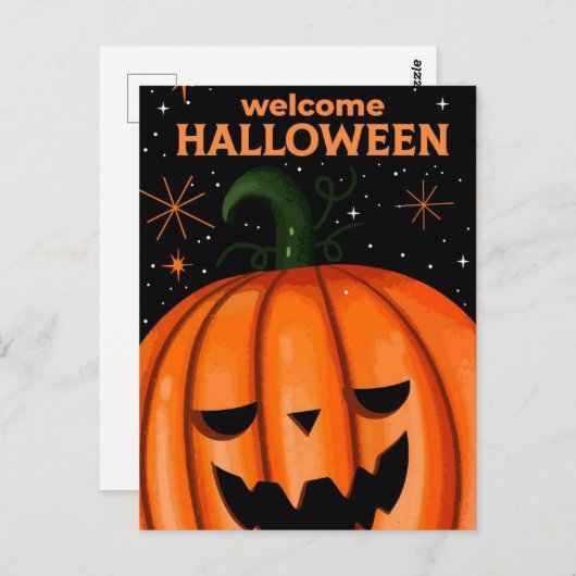 Welkom Halloween Pumpkin Briefkaart (Voorkant / Achterkant)