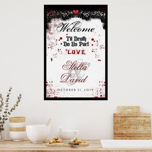 Welkom Halloween Wedding Poster Blood Splatter (Keuken)