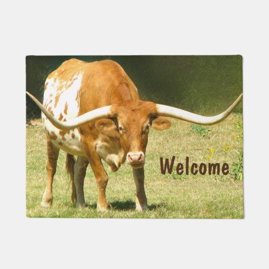 Welkom Handsome Texas Longhorn Deurmat (Voorkant)