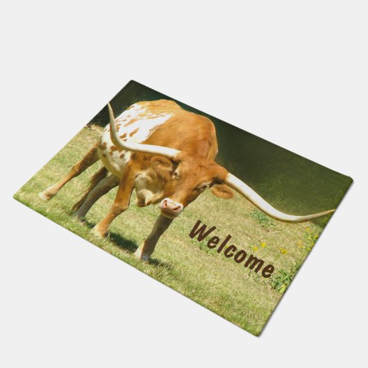 Welkom Handsome Texas Longhorn Deurmat (Schuin)