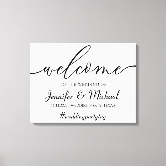 Welkom handtekening bruiloft eenvoudig minimaal fe canvas afdruk (Voorkant)