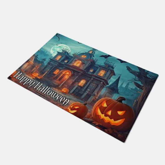 Welkom | Happy Halloween Spooky Pumpkins Deurmat (Schuin)