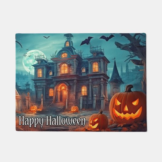 Welkom | Happy Halloween Spooky Pumpkins Deurmat (Voorkant)