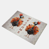 Welkom Happy Thanksgiving kleurrijke Baby Turkije Deurmat (Schuin)