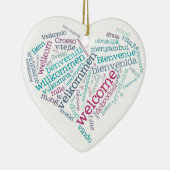 Welkom hart (veel talen) keramisch ornament (Rechts)