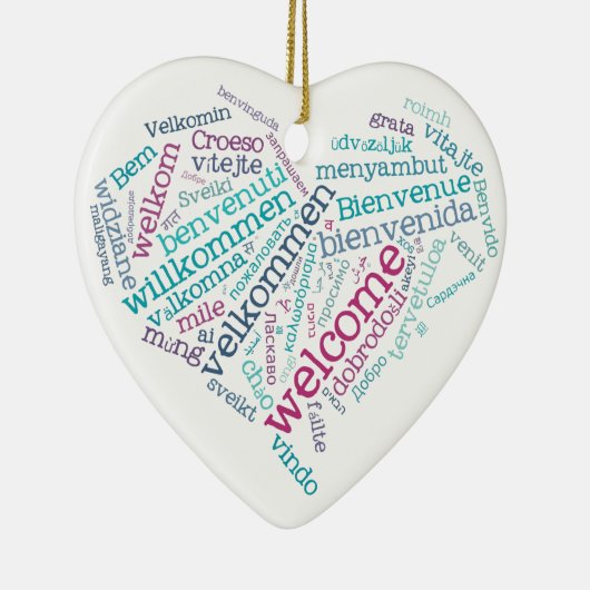 Welkom hart (veel talen) keramisch ornament (Rechts)
