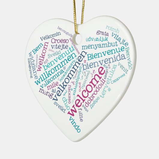 Welkom hart (veel talen) keramisch ornament (Links)
