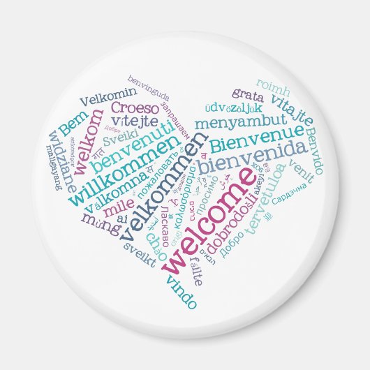 Welkom hart (veel talen) Magnet (Voorkant)