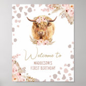 Welkom Heilige Koe Hoogland Pampas Boerderij Verja Poster (Voorkant)