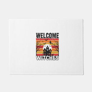 Welkom Heksen Vintage Halloween Gravure Ontwerp Deurmat