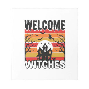 Welkom Heksen Vintage Halloween Gravure Ontwerp Notitieblok