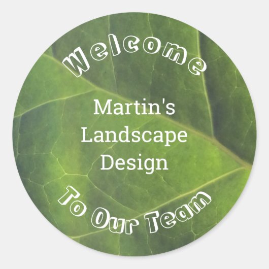 Welkom, heldere, groene lederen professional ronde sticker (Voorkant)