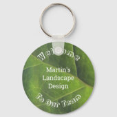 Welkom, heldere, groene lederen professional sleutelhanger (Voorkant)