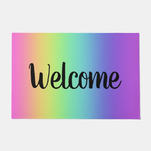 Welkom heldere regenbooggradiënt Deuren Deurmat (Voorkant)