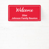 Welkom Heldere Rode en Witte Naam Familie Reunion Spandoek (Insitu)
