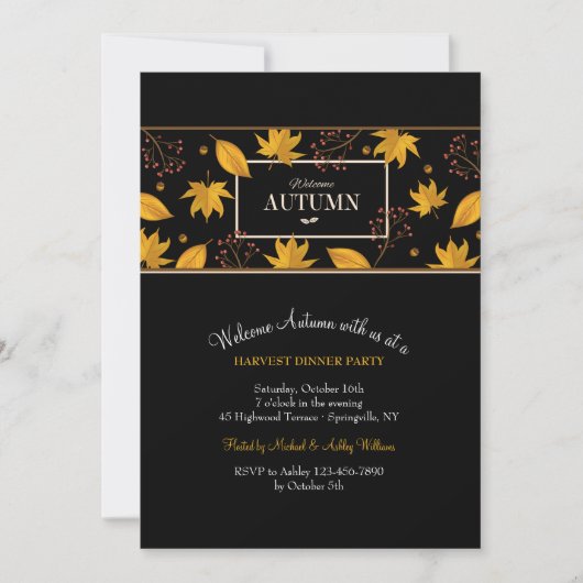Welkom Herfst Banner Sable Uitnodiging (Voorkant)