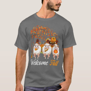Welkom herfst boom Drie schapenboeren pompoenen i. T-shirt