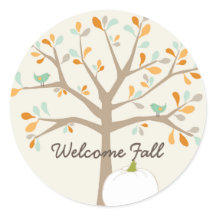 Welkom herfst boom witte pompoen envelop zegel