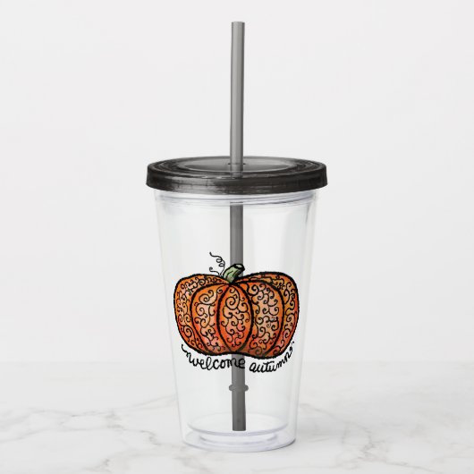 Welkom Herfst filigraan pompoen Acryl Drinkbeker (Voorkant)
