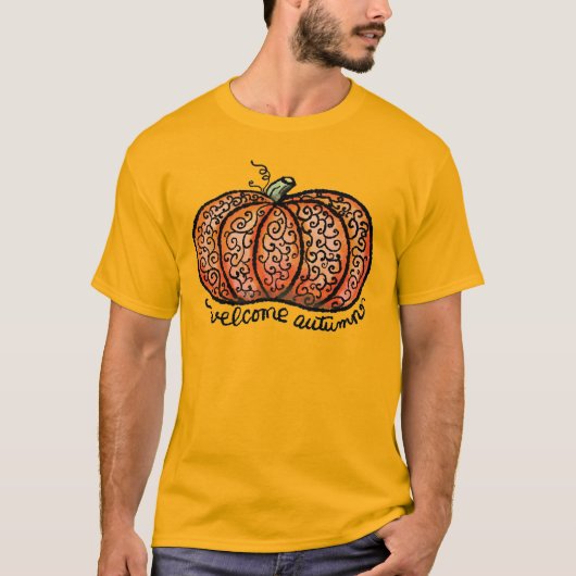 Welkom Herfst filigraan pompoen T-shirt (Voorkant)