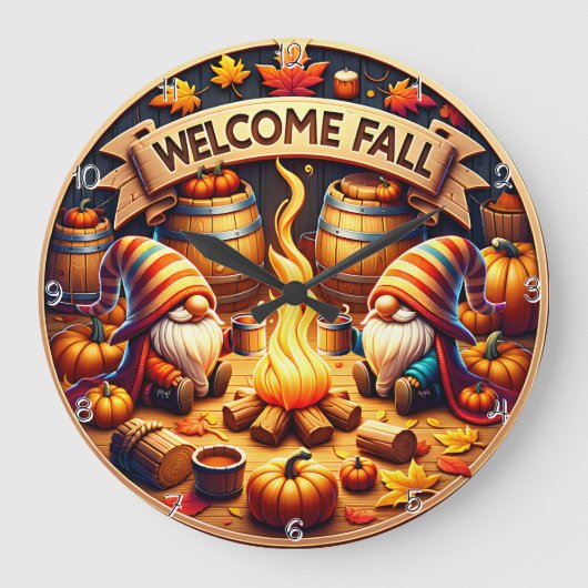Welkom Herfst Gnomes Grote Klok (Voorkant)