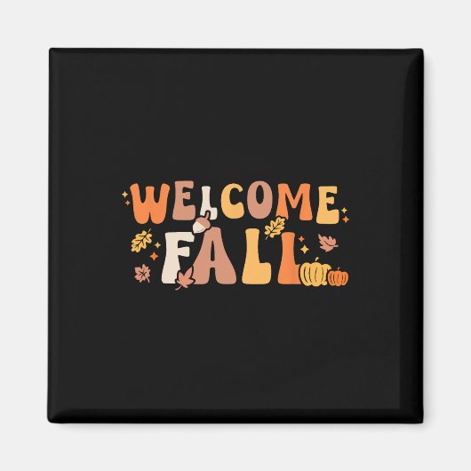 Welkom Herfst Hallo Retro Magneet (Voorkant)
