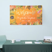 Welkom herfst herfst Maple Leaves Pumpkins Spandoek (Beurs)