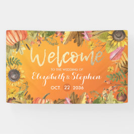 Welkom herfst herfst Maple Leaves Pumpkins Spandoek