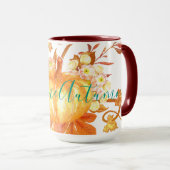 Welkom Herfst Herfst Pompoen bladeren wijnstokken Mok (Voorkant rechts)