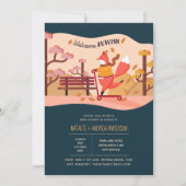 Welkom herfst knus vos volks kunst baby shower kaart (Voorkant)