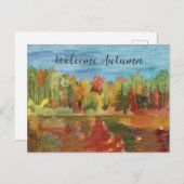 Welkom Herfst Lake Herfst Trees Waterverf Schilder Feestdagenkaart (Voorkant / Achterkant)