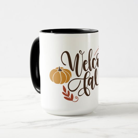 Welkom Herfst met pompoen, bladeren en zuren Mok (Voorkant links)