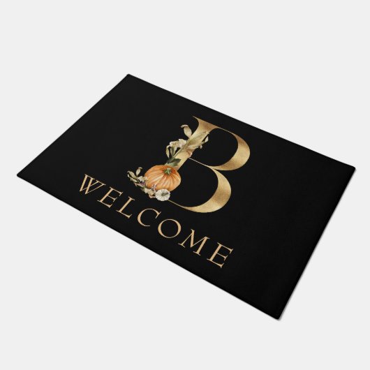 WELKOM Herfst Monogram B met pomkin Doormat Deurmat (Schuin)