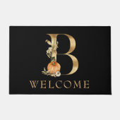 WELKOM Herfst Monogram B met pomkin Doormat Deurmat (Voorkant)