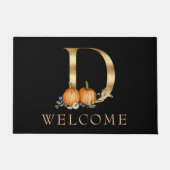 WELKOM Herfst Monogram D met pomkin Doormat Deurmat (Voorkant)