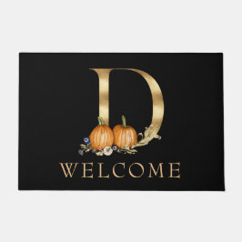 WELKOM Herfst Monogram D met pomkin Doormat Deurmat