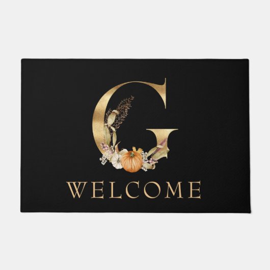 WELKOM Herfst Monogram G met pomkin Doormat Deurmat (Voorkant)