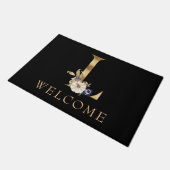 WELKOM Herfst Monogram L met pomkin Doormat Deurmat (Schuin)