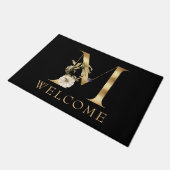 WELKOM Herfst Monogram M met pompoenen Doormat Deurmat (Schuin)