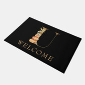 WELKOM Herfst Monogram U met pomkins Doormat Deurmat (Schuin)