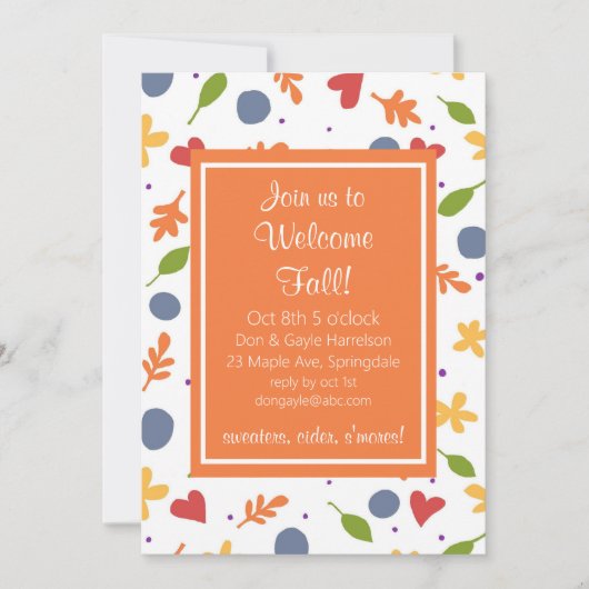 Welkom Herfst Party Kaart (Voorkant)